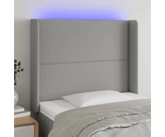 Galvūgalis su LED, šviesiai pilkas, 93x16x118/128cm, audinys