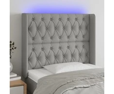 Galvūgalis su LED, šviesiai pilkas, 93x16x118/128cm, audinys