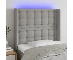 Galvūgalis su LED, šviesiai pilkas, 93x16x118/128cm, audinys