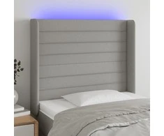 Galvūgalis su LED, šviesiai pilkas, 93x16x118/128cm, audinys