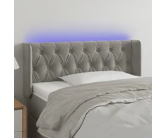 Galvūgalis su LED, šviesiai pilkas, 93x16x78/88cm, aksomas