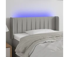 Galvūgalis su LED, šviesiai pilkas, 93x16x78/88cm, audinys