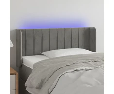 Galvūgalis su LED, šviesiai pilkas, 93x16x78/88cm, aksomas