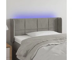 Galvūgalis su LED, šviesiai pilkas, 93x16x78/88cm, aksomas