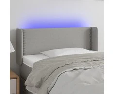 Galvūgalis su LED, šviesiai pilkas, 93x16x78/88cm, audinys