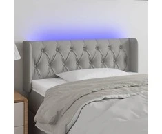 Galvūgalis su LED, šviesiai pilkas, 93x16x78/88cm, audinys