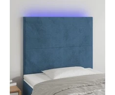 Galvūgalis su LED, tamsiai mėlynas, 100x5x118/128cm, aksomas