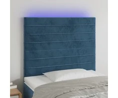 Galvūgalis su LED, tamsiai mėlynas, 100x5x118/128cm, aksomas