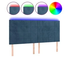 Galvūgalis su LED, tamsiai mėlynas, 160x5x118/128cm, aksomas