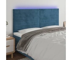 Galvūgalis su LED, tamsiai mėlynas, 160x5x118/128cm, aksomas