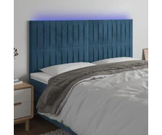 Galvūgalis su LED, tamsiai mėlynas, 160x5x118/128cm, aksomas