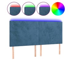 Galvūgalis su LED, tamsiai mėlynas, 160x5x118/128cm, aksomas