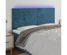 Galvūgalis su LED, tamsiai mėlynas, 180x5x118/128cm, aksomas