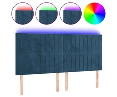Galvūgalis su LED, tamsiai mėlynas, 180x5x118/128cm, aksomas