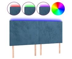 Galvūgalis su LED, tamsiai mėlynas, 180x5x118/128cm, aksomas