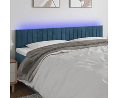Galvūgalis su LED, tamsiai mėlynas, 180x5x78/88cm, aksomas