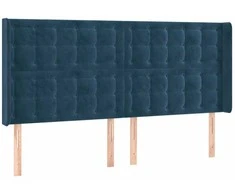 Galvūgalis su LED, tamsiai mėlynas, 183x16x118/128cm, aksomas