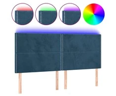Galvūgalis su LED, tamsiai mėlynas, 200x5x118/128cm, aksomas