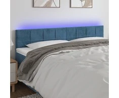 Galvūgalis su LED, tamsiai mėlynas, 200x5x78/88cm, aksomas
