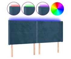 Galvūgalis su LED, tamsiai mėlynas, 203x16x118/128cm, aksomas