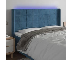 Galvūgalis su LED, tamsiai mėlynas, 203x16x118/128cm, aksomas