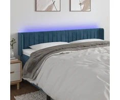 Galvūgalis su LED, tamsiai mėlynas, 203x16x78/88cm, aksomas