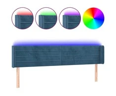 Galvūgalis su LED, tamsiai mėlynas, 203x16x78/88cm, aksomas