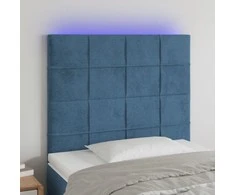 Galvūgalis su LED, tamsiai mėlynas, 80x5x118/128cm, aksomas