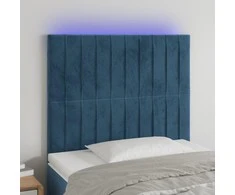 Galvūgalis su LED, tamsiai mėlynas, 80x5x118/128cm, aksomas