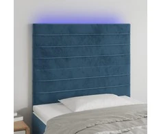 Galvūgalis su LED, tamsiai mėlynas, 80x5x118/128cm, aksomas