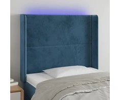 Galvūgalis su LED, tamsiai mėlynas, 83x16x118/128cm, aksomas