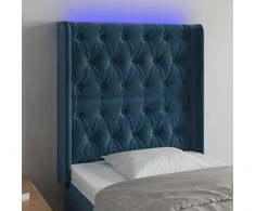 Galvūgalis su LED, tamsiai mėlynas, 83x16x118/128cm, aksomas