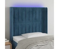 Galvūgalis su LED, tamsiai mėlynas, 83x16x118/128cm, aksomas