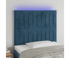 Galvūgalis su LED, tamsiai mėlynas 90x5x118/128cm, aksomas