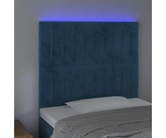 Galvūgalis su LED, tamsiai mėlynas 90x5x118/128cm, aksomas