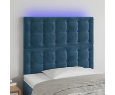 Galvūgalis su LED, tamsiai mėlynas 90x5x118/128cm, aksomas