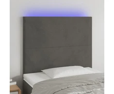 Galvūgalis su LED, tamsiai pilkas, 100x5x118/128cm, aksomas