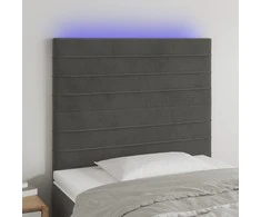 Galvūgalis su LED, tamsiai pilkas, 100x5x118/128cm, aksomas