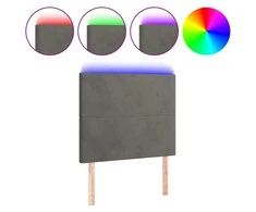 Galvūgalis su LED, tamsiai pilkas, 100x5x118/128cm, aksomas