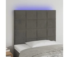 Galvūgalis su LED, tamsiai pilkas, 100x5x118/128cm, aksomas