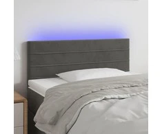 Galvūgalis su LED, tamsiai pilkas, 100x5x78/88cm, aksomas
