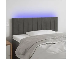 Galvūgalis su LED, tamsiai pilkas, 100x5x78/88cm, aksomas