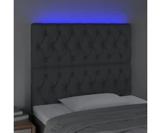 Galvūgalis su LED, tamsiai pilkas, 100x7x118/128cm, audinys
