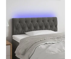 Galvūgalis su LED, tamsiai pilkas, 100x7x78/88cm, aksomas