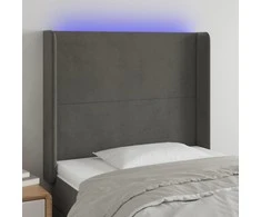 Galvūgalis su LED, tamsiai pilkas, 103x16x118/128cm, aksomas