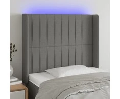 Galvūgalis su LED, tamsiai pilkas, 103x16x118/128cm, audinys