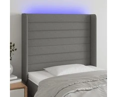 Galvūgalis su LED, tamsiai pilkas, 103x16x118/128cm, audinys