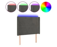Galvūgalis su LED, tamsiai pilkas, 103x16x118/128cm, aksomas