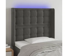 Galvūgalis su LED, tamsiai pilkas, 103x16x118/128cm, aksomas