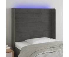 Galvūgalis su LED, tamsiai pilkas, 103x16x118/128cm, aksomas